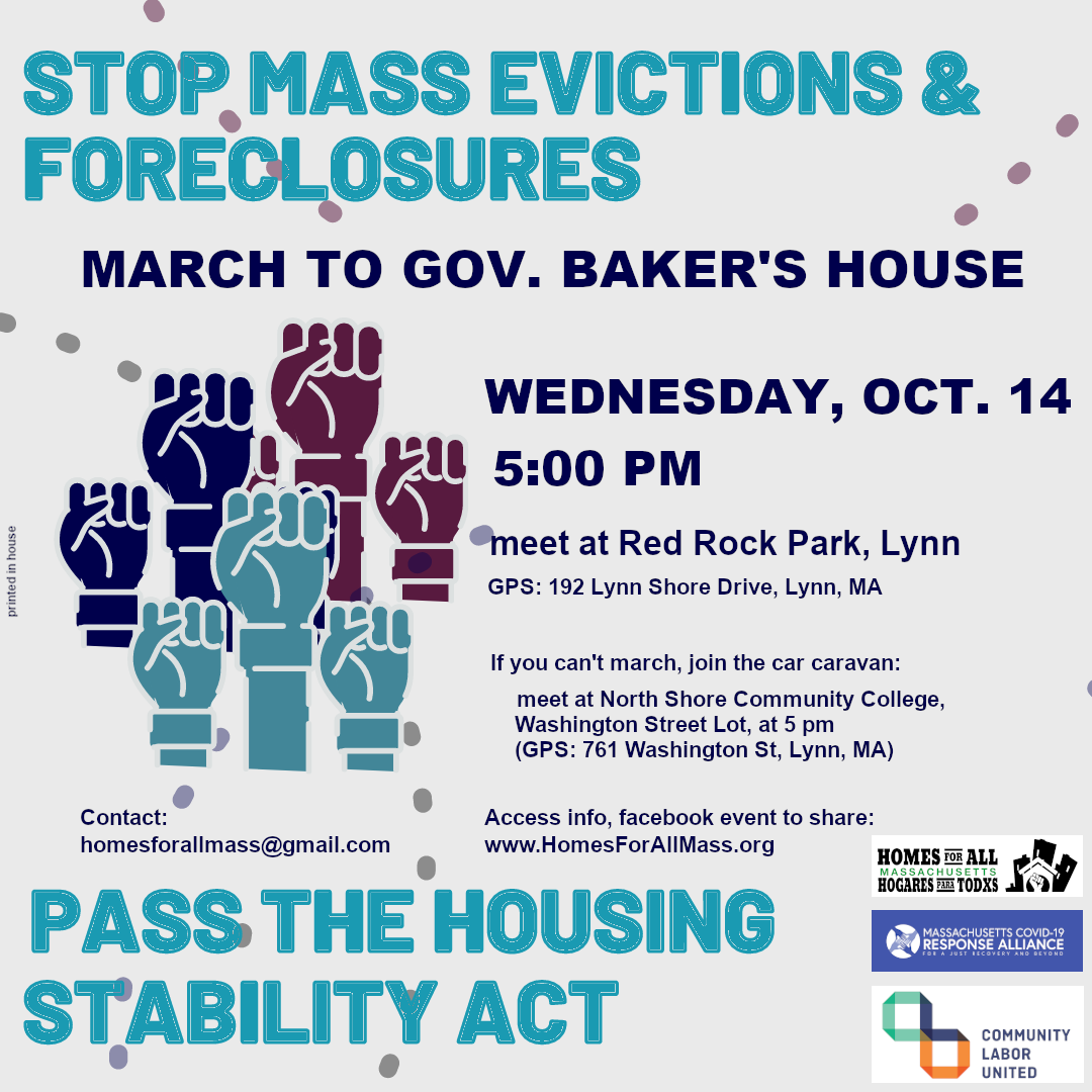 March to stop mass evictions and foreclosures Homes for All Massachusetts